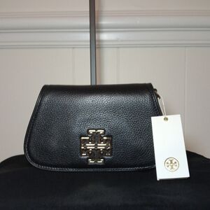 Tory Burch Black Leather Crossbody Bag Gold Logo | NWT Designer Purse